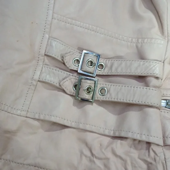 💕 Slate & Willow Pink Leather Moto Jacket – Blush Biker Chic Size M 🏍️✨
